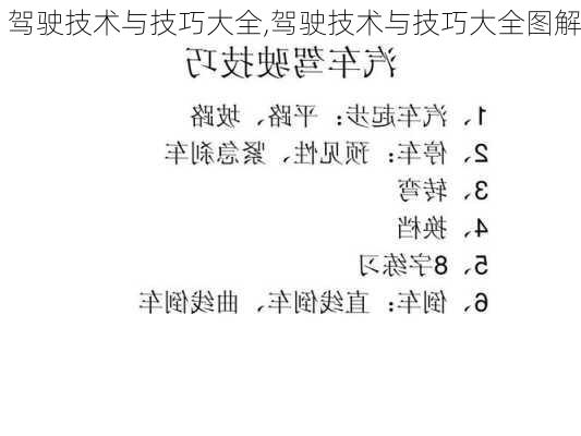 驾驶技术与技巧大全,驾驶技术与技巧大全图解