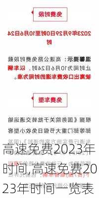 高速免费2023年时间,高速免费2023年时间一览表