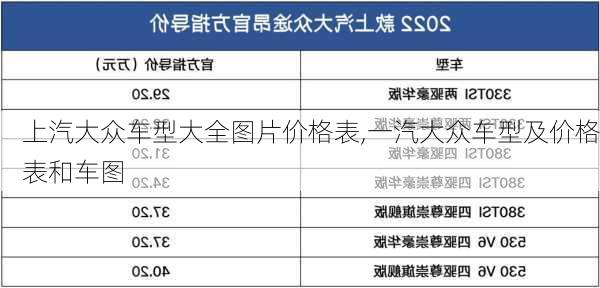 上汽大众车型大全图片价格表,一汽大众车型及价格表和车图