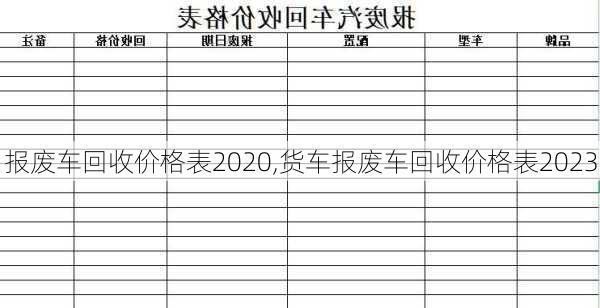 报废车回收价格表2020,货车报废车回收价格表2023