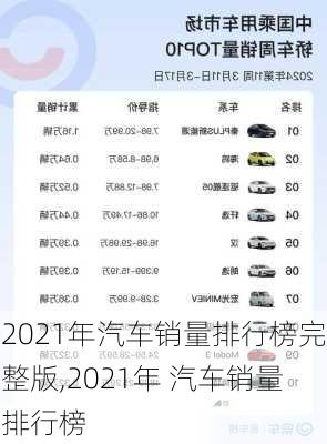 2021年汽车销量排行榜完整版,2021年 汽车销量排行榜