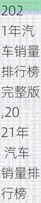 2021年汽车销量排行榜完整版,2021年 汽车销量排行榜