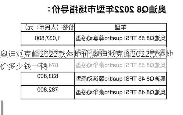 奥迪派克峰2022款落地价,奥迪派克峰2022款落地价多少钱一辆