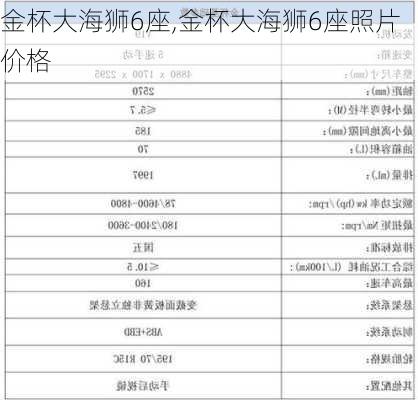 金杯大海狮6座,金杯大海狮6座照片价格