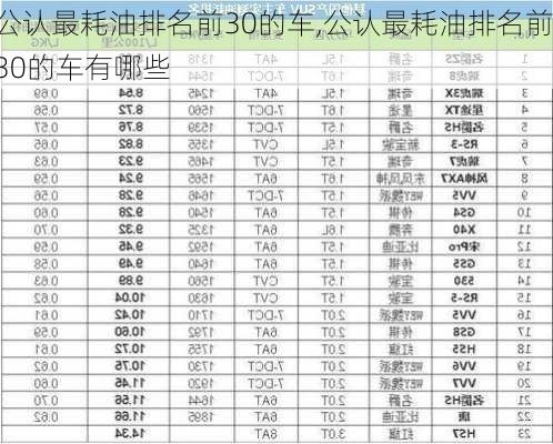 公认最耗油排名前30的车,公认最耗油排名前30的车有哪些