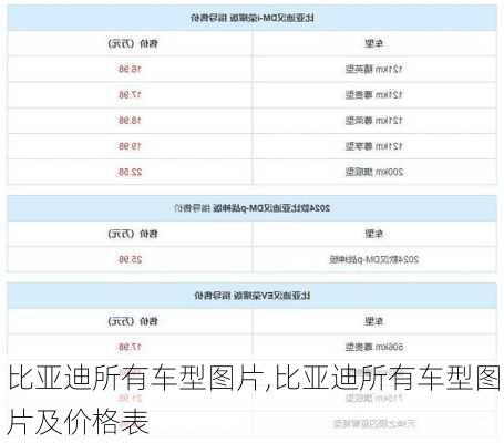 比亚迪所有车型图片,比亚迪所有车型图片及价格表