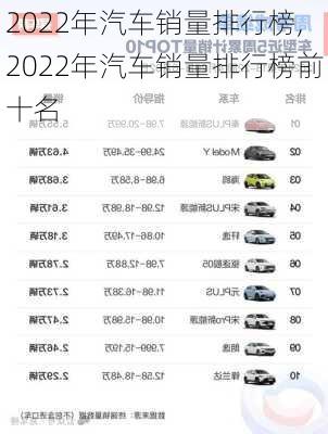 2022年汽车销量排行榜,2022年汽车销量排行榜前十名