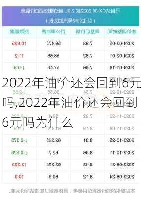 2022年油价还会回到6元吗,2022年油价还会回到6元吗为什么