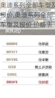 奥迪系列全部车型及报价,奥迪系列全部车型及报价 价格表