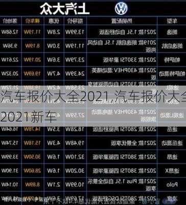 汽车报价大全2021,汽车报价大全2021新车