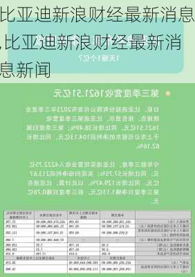 比亚迪新浪财经最新消息,比亚迪新浪财经最新消息新闻