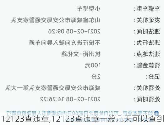 12123查违章,12123查违章一般几天可以查到