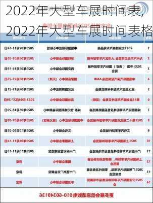 2022年大型车展时间表,2022年大型车展时间表格