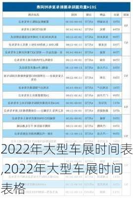 2022年大型车展时间表,2022年大型车展时间表格