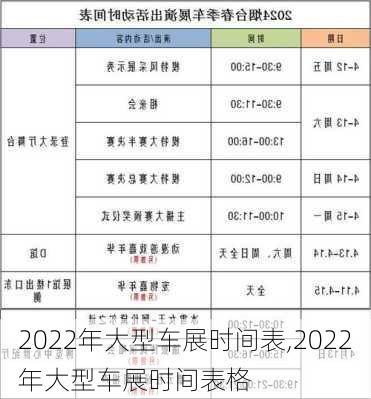 2022年大型车展时间表,2022年大型车展时间表格