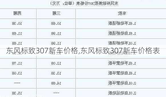 东风标致307新车价格,东风标致307新车价格表